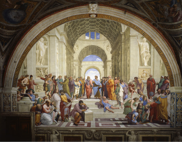 2 School of Athens, Room of the Segnatura, Raphael's Rooms, Vatican Museums.